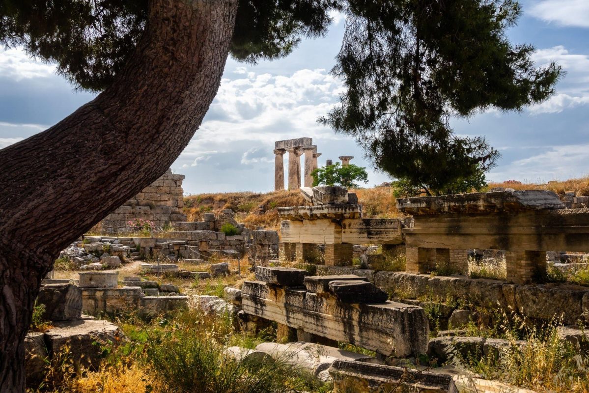 Ruins of ancient city of Corinth and Temple of Apollo Ruins of ancient city of Corinth and Temple of Apollo